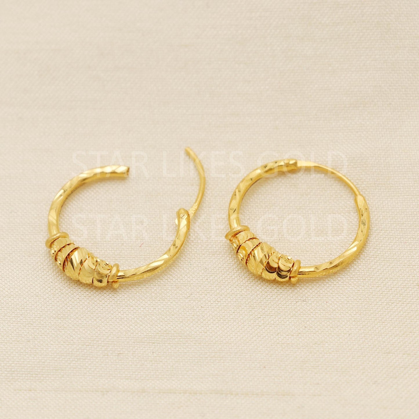 Hallmark 22k Gold Designer Hoop Earrings for Daily & Festive Wear, PR1720
