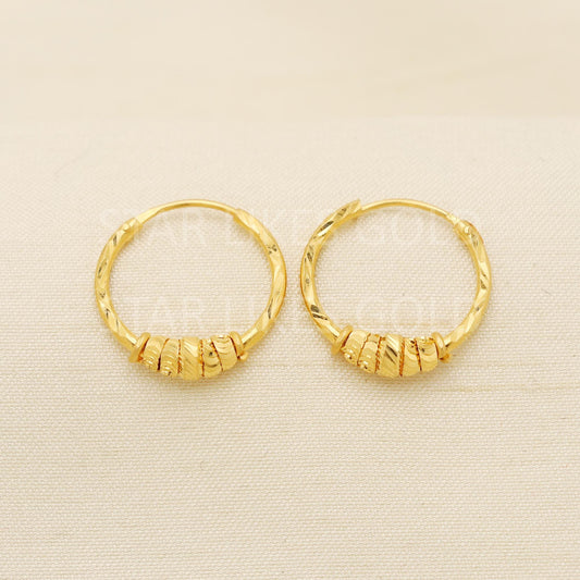 Hallmark 22k Gold Designer Hoop Earrings for Daily & Festive Wear, PR1720