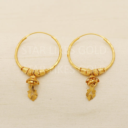 Modern Hallmark 22k Gold Stylish Bali Earrings for Bridal & Festive Wear, PR1723