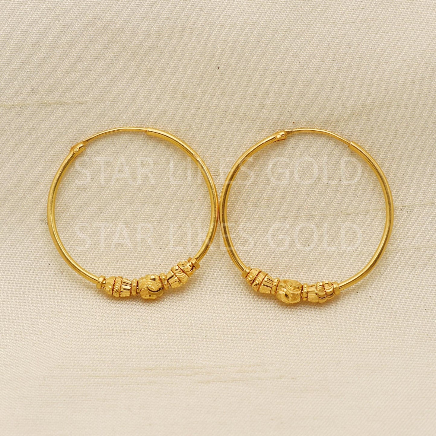 Hallmark 22k Gold Designer Hoop Earrings for Daily & Festive Wear, PR1724