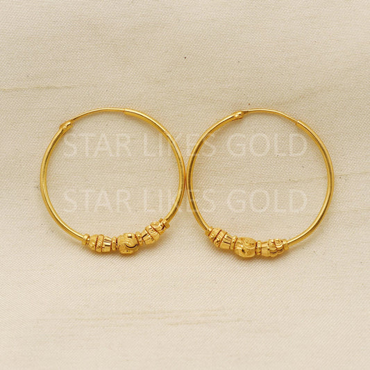 Hallmark 22k Gold Designer Hoop Earrings for Daily & Festive Wear, PR1724