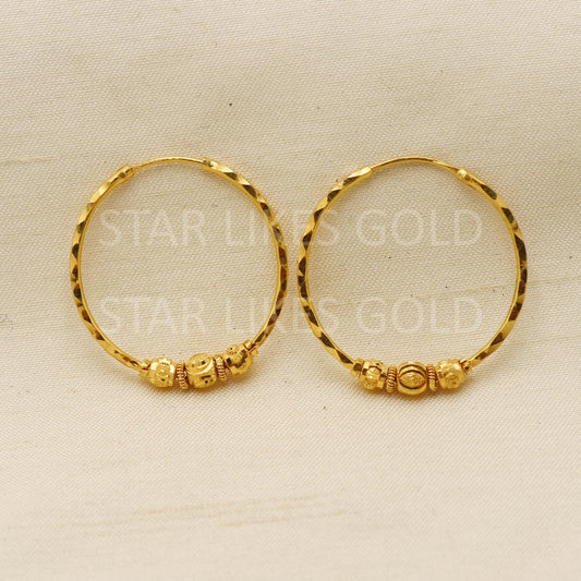 Hallmark 22k Gold Designer Hoop Earrings for Daily & Festive Wear, PR1725
