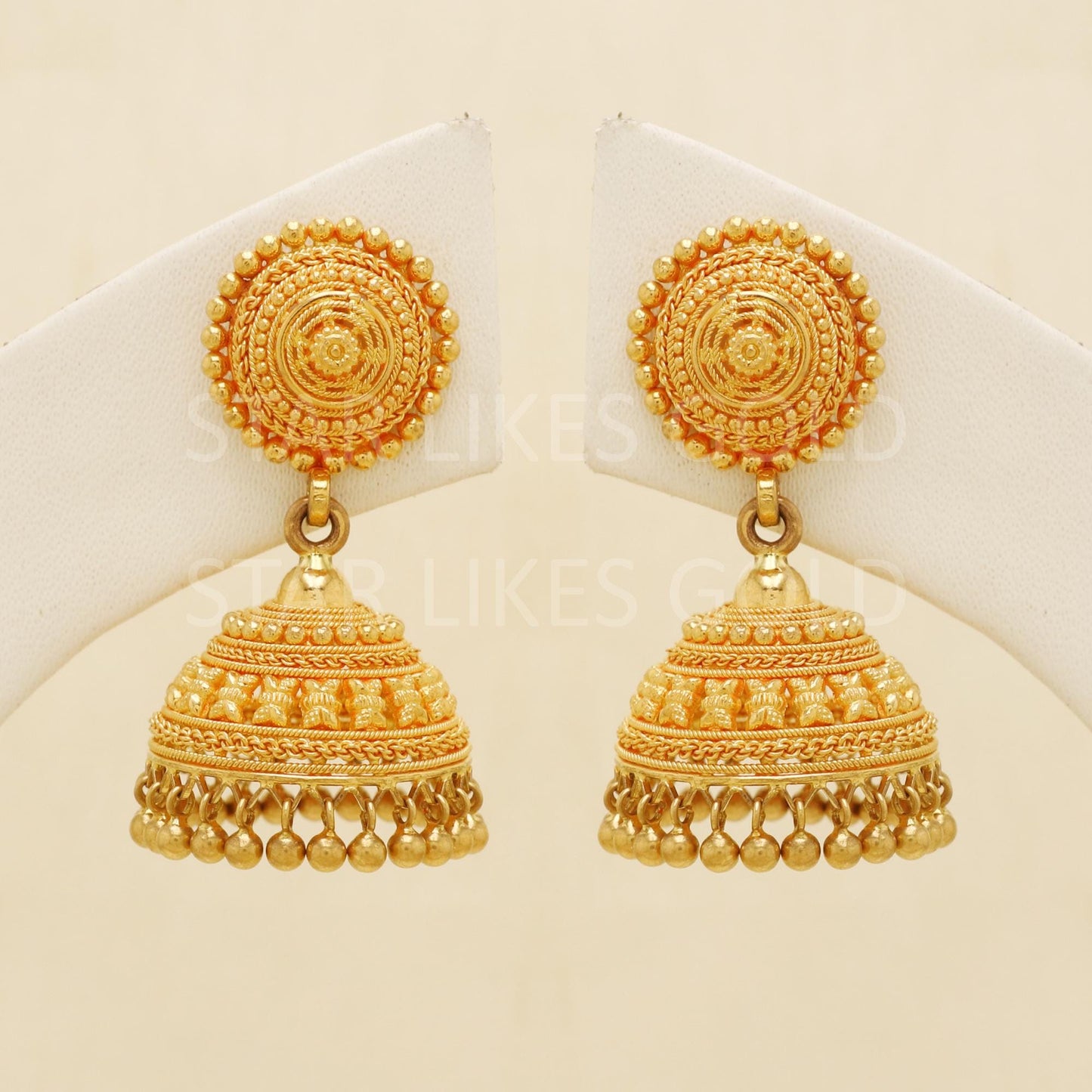 Hallmark 22k Gold Designer Heavy Jhumki Earrings for Brides & Festivals, B1686