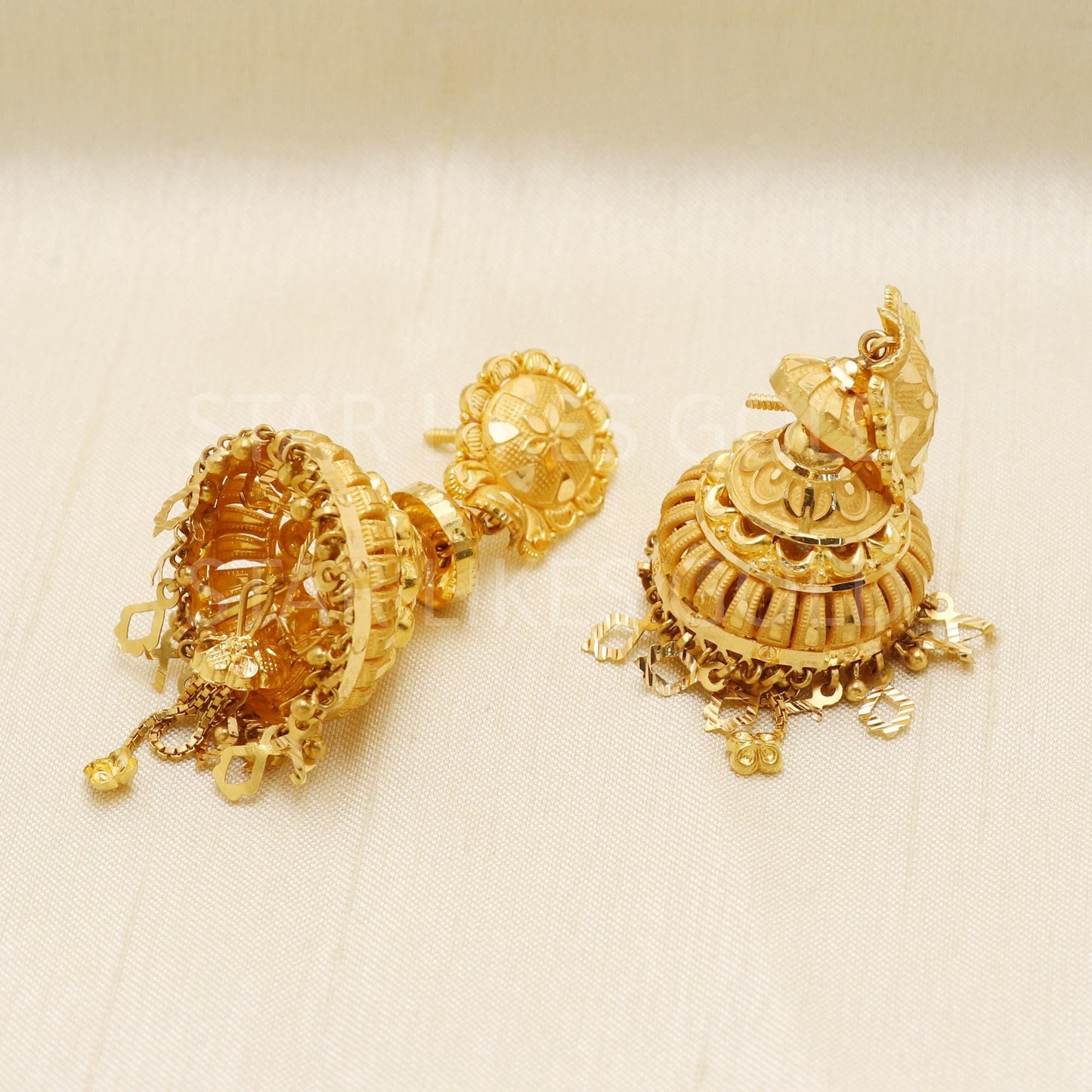 Classy Hallmark 22k Gold High-Polish Antique Style Jhumki by starlikesgold, B1693