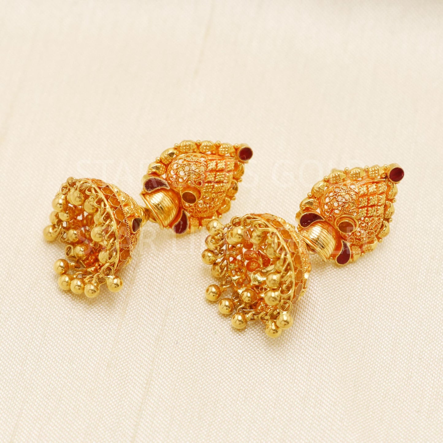 Hallmark 22k Gold Designer Heavy Jhumki Earrings for Brides & Festivals, B1696