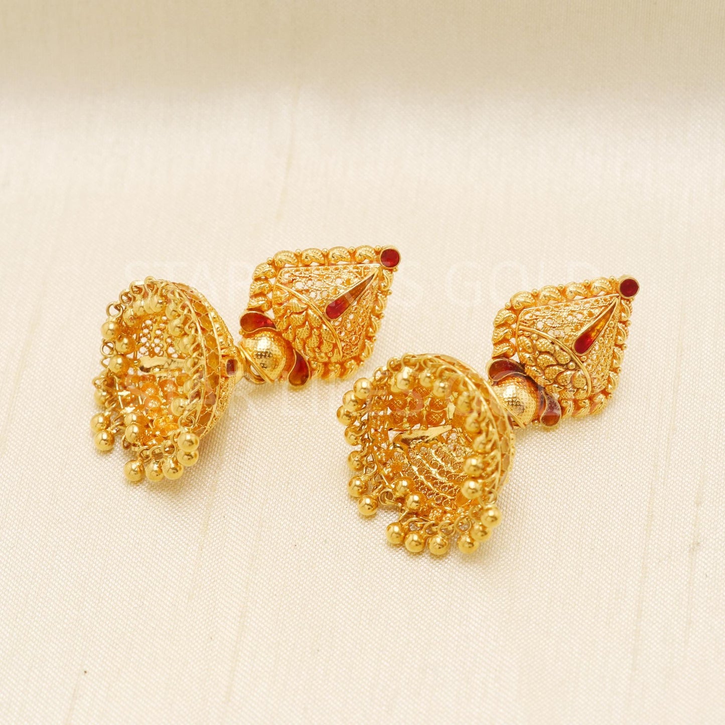 Hallmark 22k Gold Designer Heavy Jhumki Earrings for Brides & Festivals, B1700