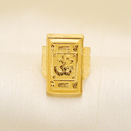 Handcrafted 22k Pure Solid Gold Rings - Unique Artisan Jewelry, Handmade Rings - Exquisite 22k Jewelry, Om Aum Gold Ring, Hallmarked