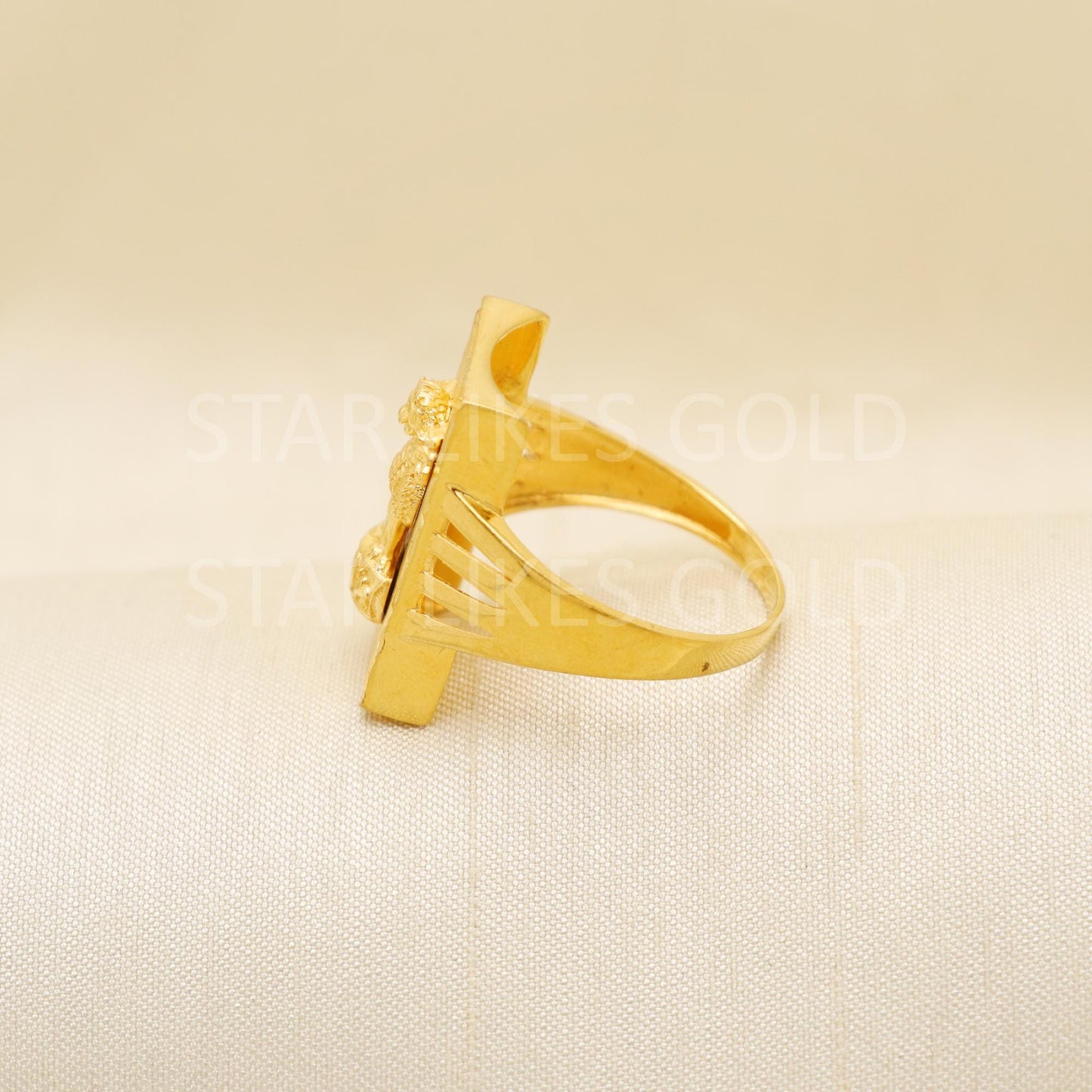Handcrafted 22k Pure Solid Gold Rings - Unique Artisan Jewelry, ashoka emblem Rings - 22k Jewelry, Designer Cut Gold Ring, Hallmarked
