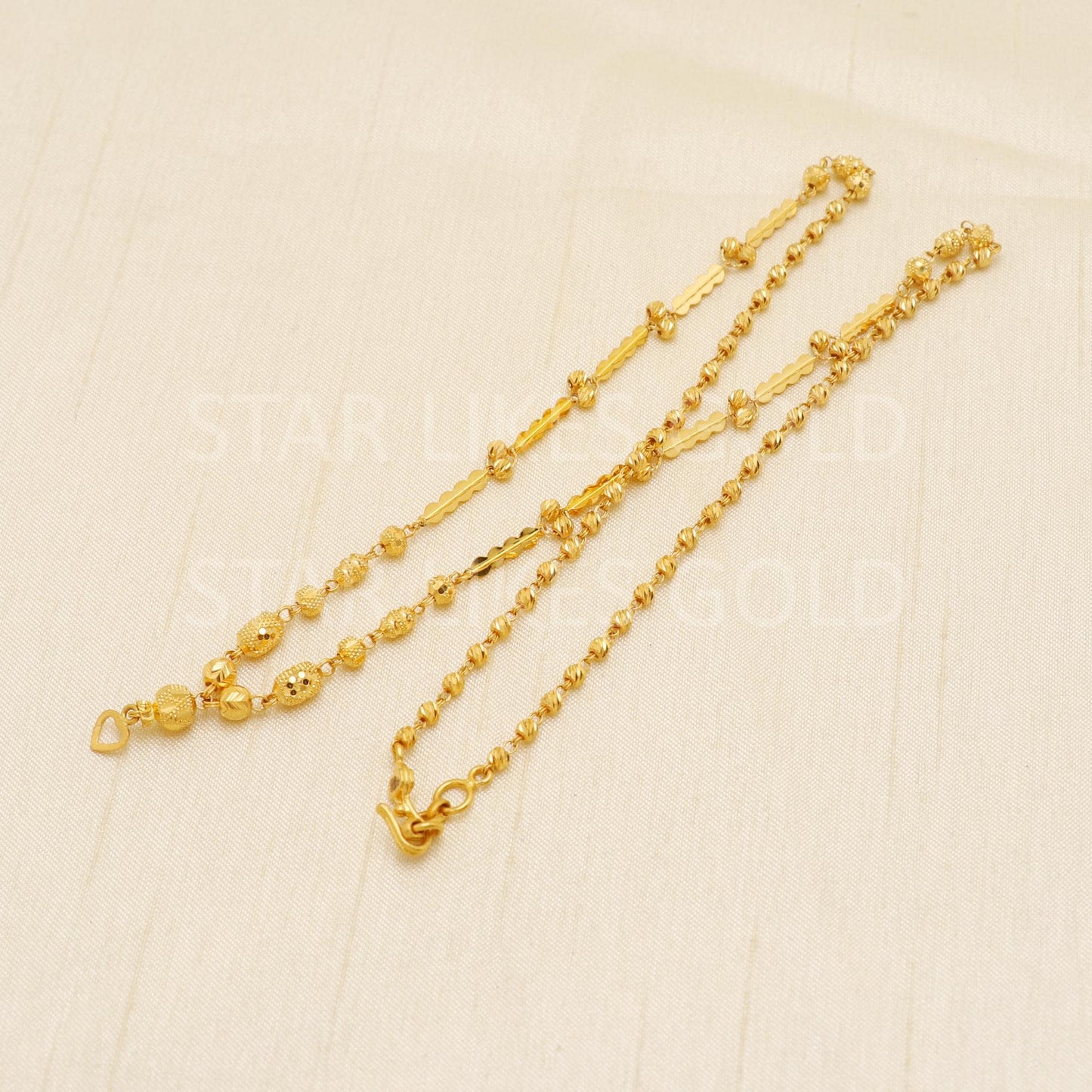 22k 22KT GOLD chain necklace beads Handmade fine Jewelry, B1724