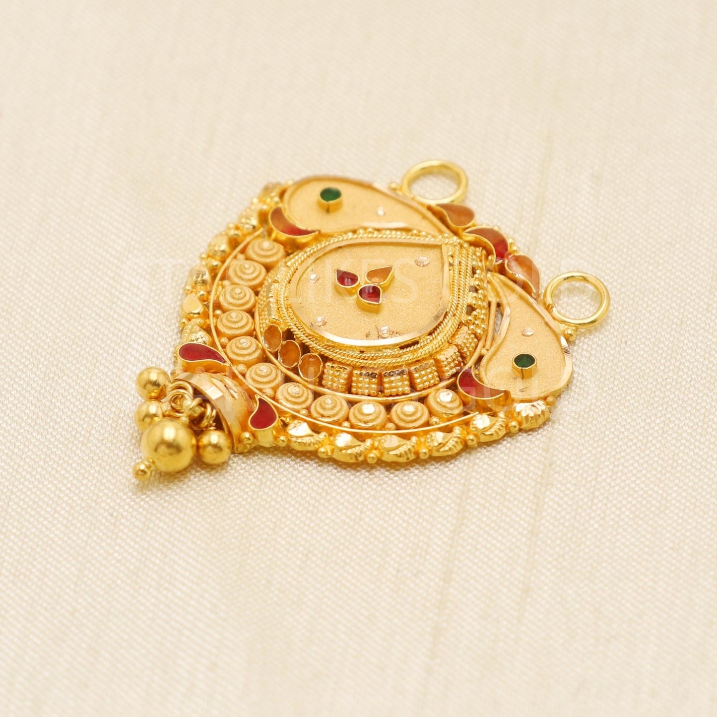 Pure 22k Solid Yellow Gold Indian Pendant Jewelry, B1739