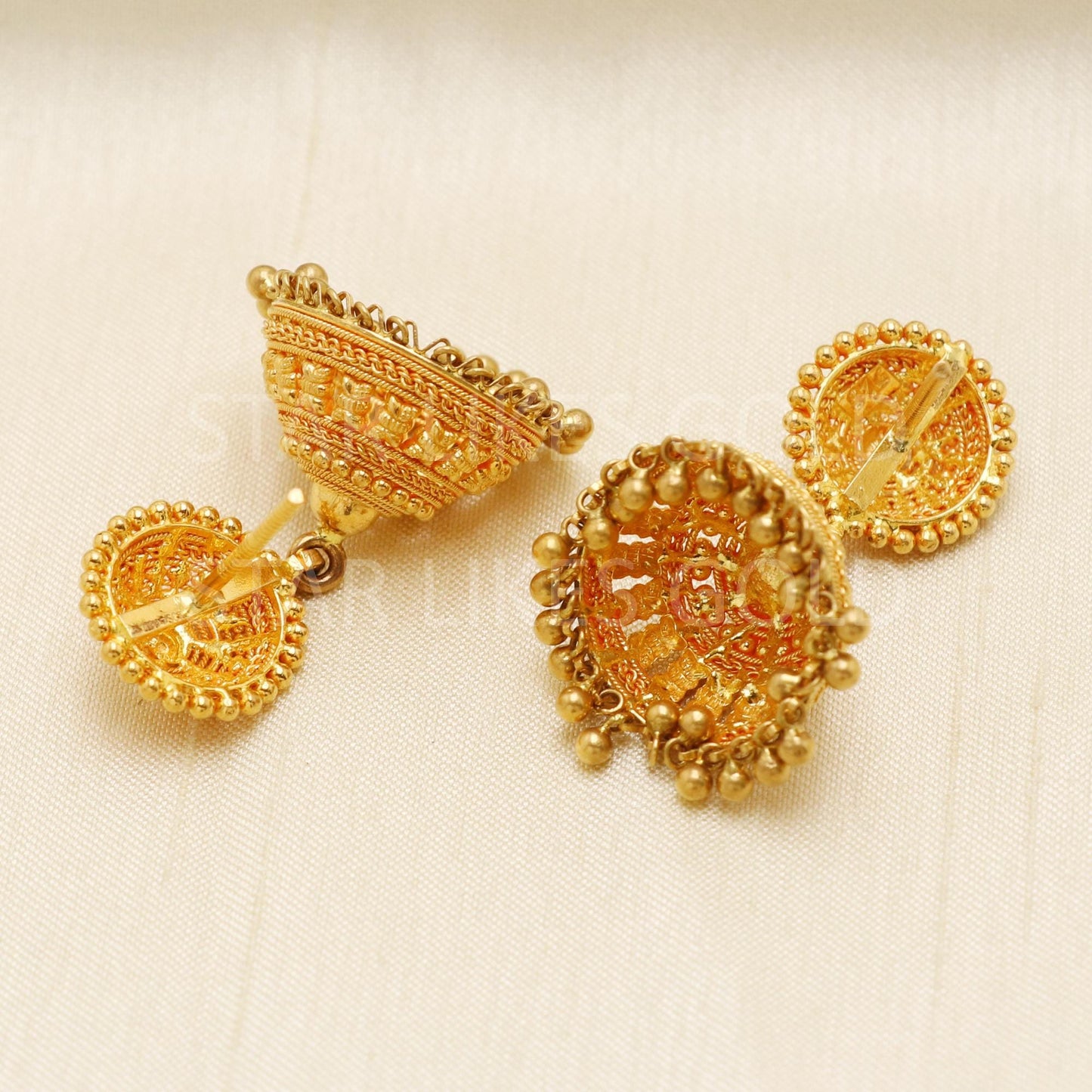 Hallmark 22k Gold Designer Heavy Jhumki Earrings for Brides & Festivals, B1686