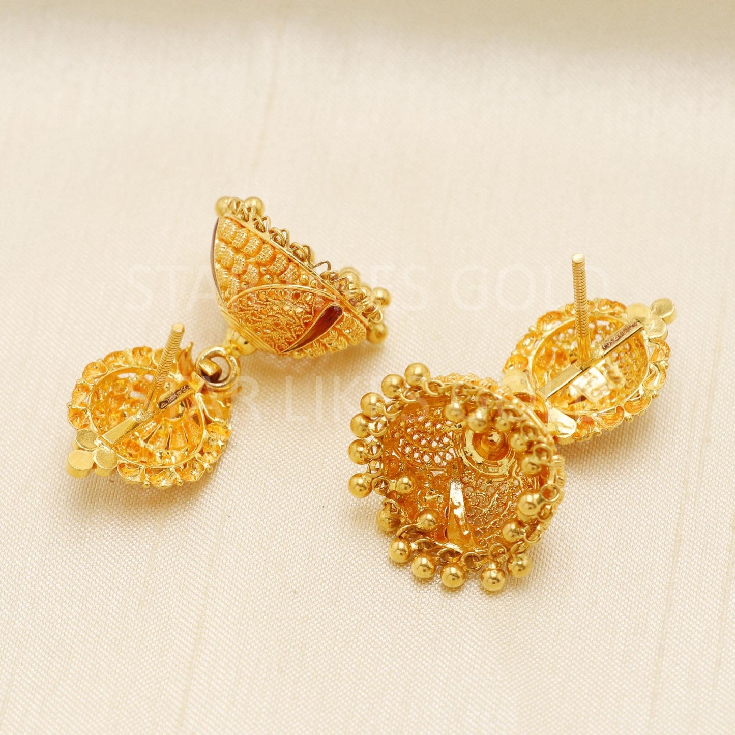 Hallmark 22k Gold Designer Heavy Jhumki Earrings for Brides & Festivals, B1689