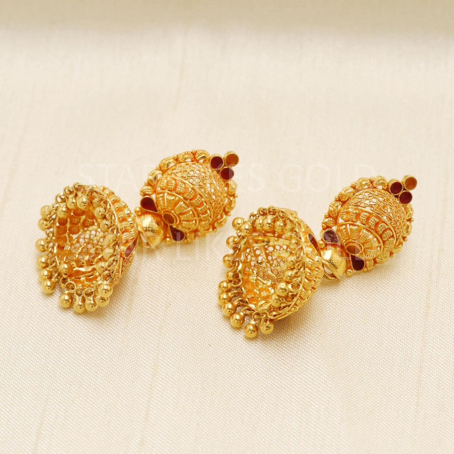 Hallmark 22k Gold Designer Heavy Jhumki Earrings for Brides & Festivals, B1689