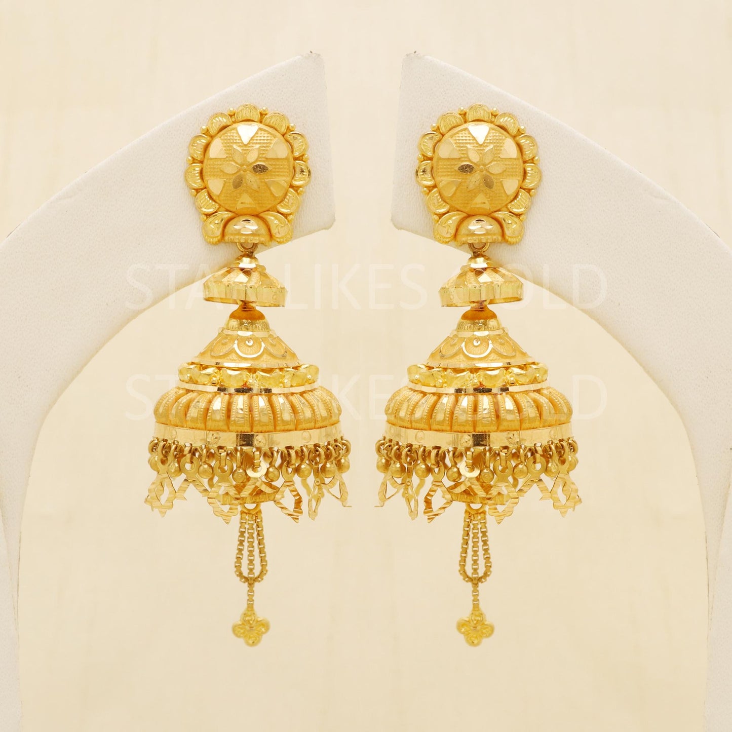Classy Hallmark 22k Gold High-Polish Antique Style Jhumki by starlikesgold, B1693