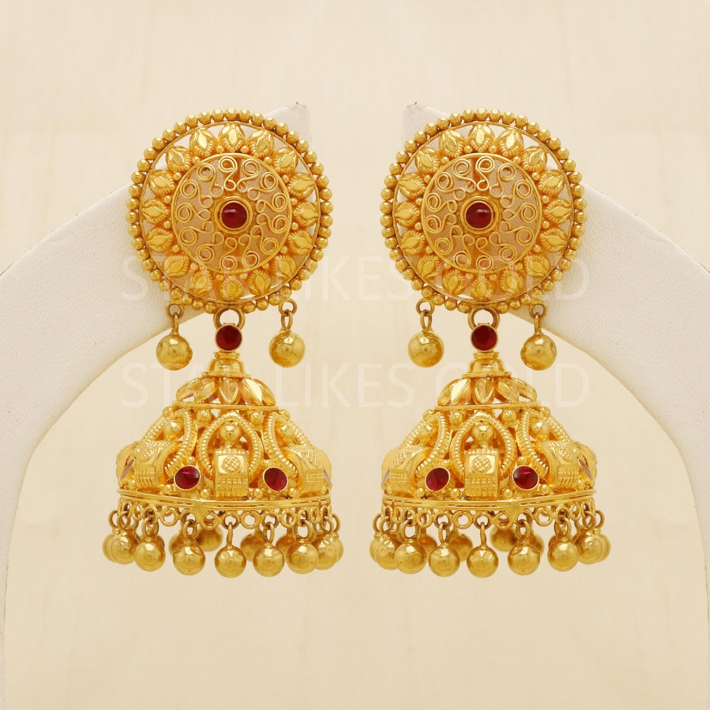Classy Hallmark 22k Gold High-Polish Antique Style Jhumki by starlikesgold, B1694