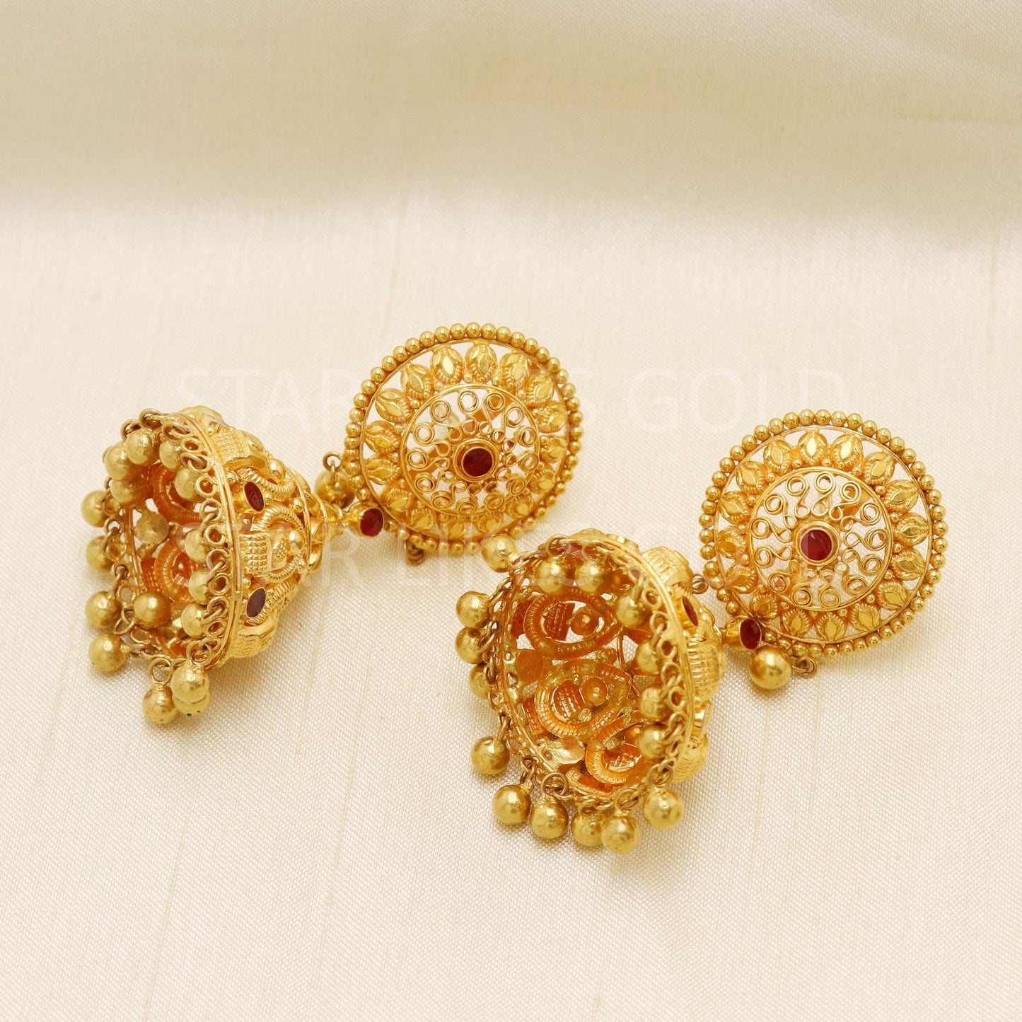 Classy Hallmark 22k Gold High-Polish Antique Style Jhumki by starlikesgold, B1694