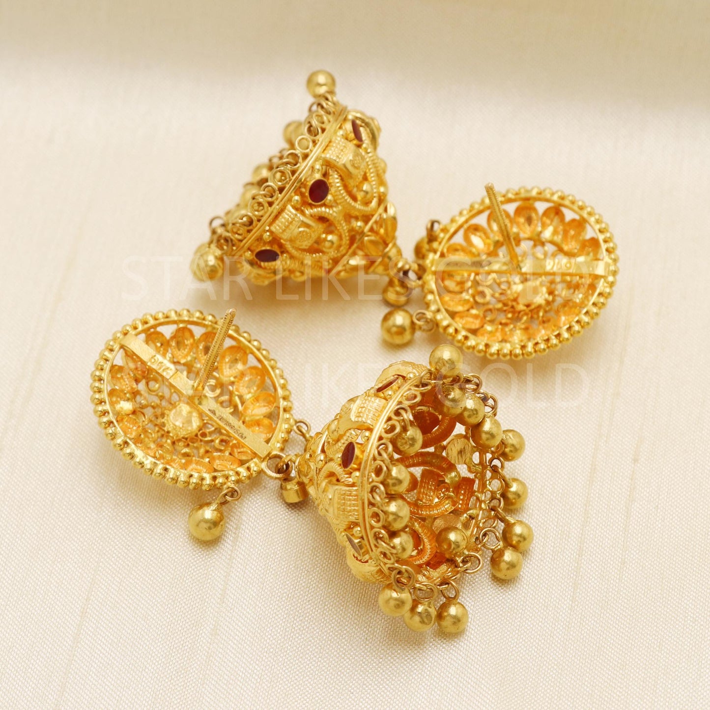 Classy Hallmark 22k Gold High-Polish Antique Style Jhumki by starlikesgold, B1694