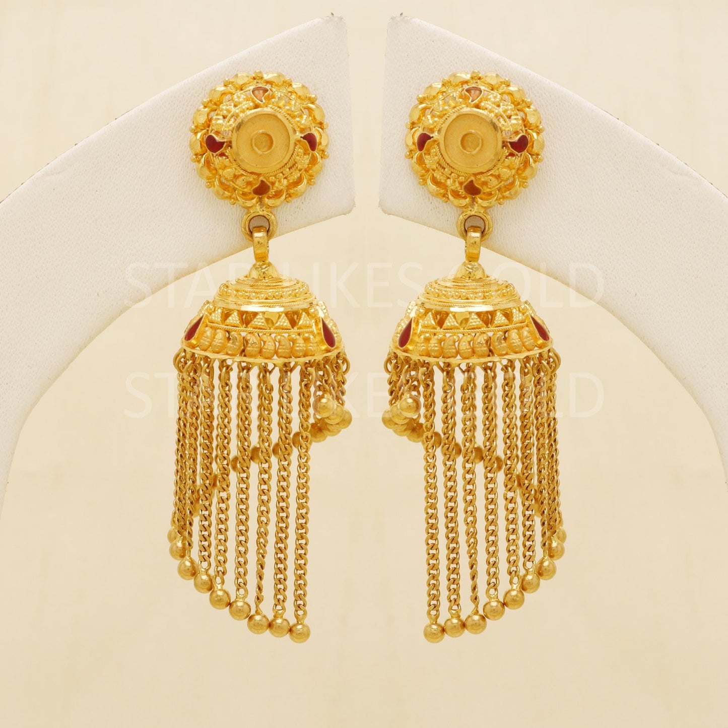 Pure 22k Gold Fancy Waterfall Jhumki with Hallmark Quality Assurance, B1695