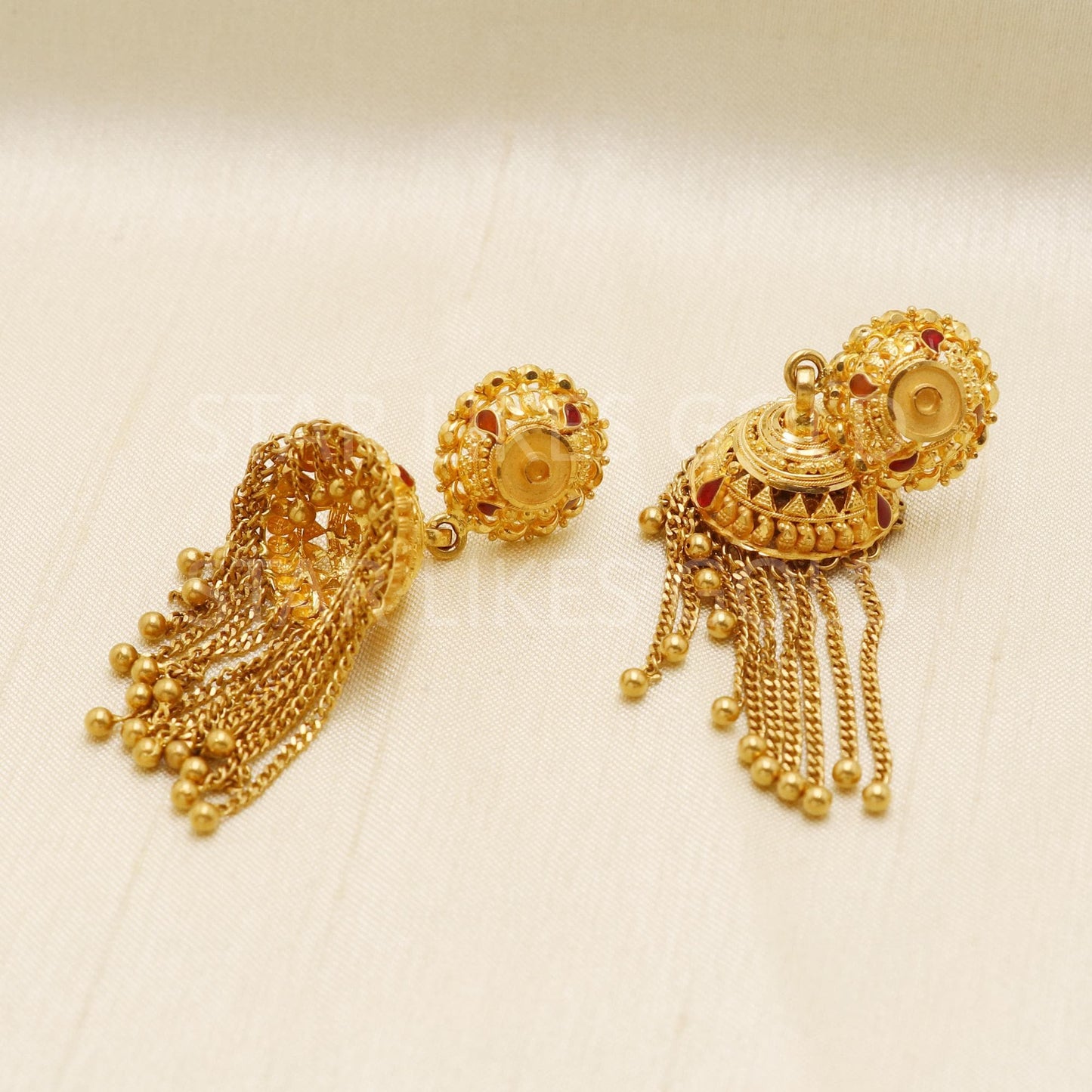 Pure 22k Gold Fancy Waterfall Jhumki with Hallmark Quality Assurance, B1695