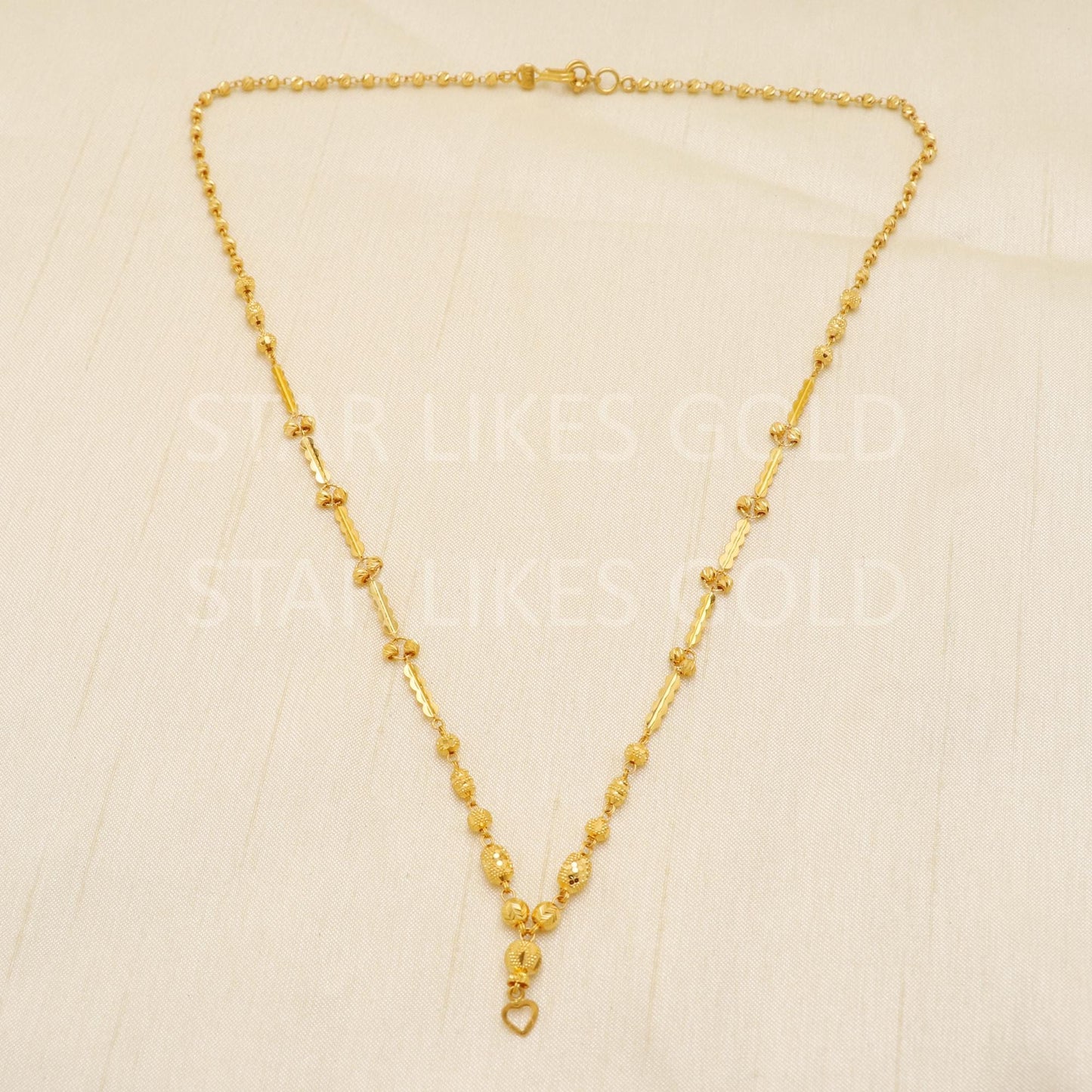 22k 22KT GOLD chain necklace beads Handmade fine Jewelry, B1724