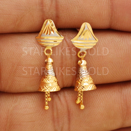 Pure 22k Gold Fancy Heart Motif Hanging Earrings with Hallmark Quality, B1734