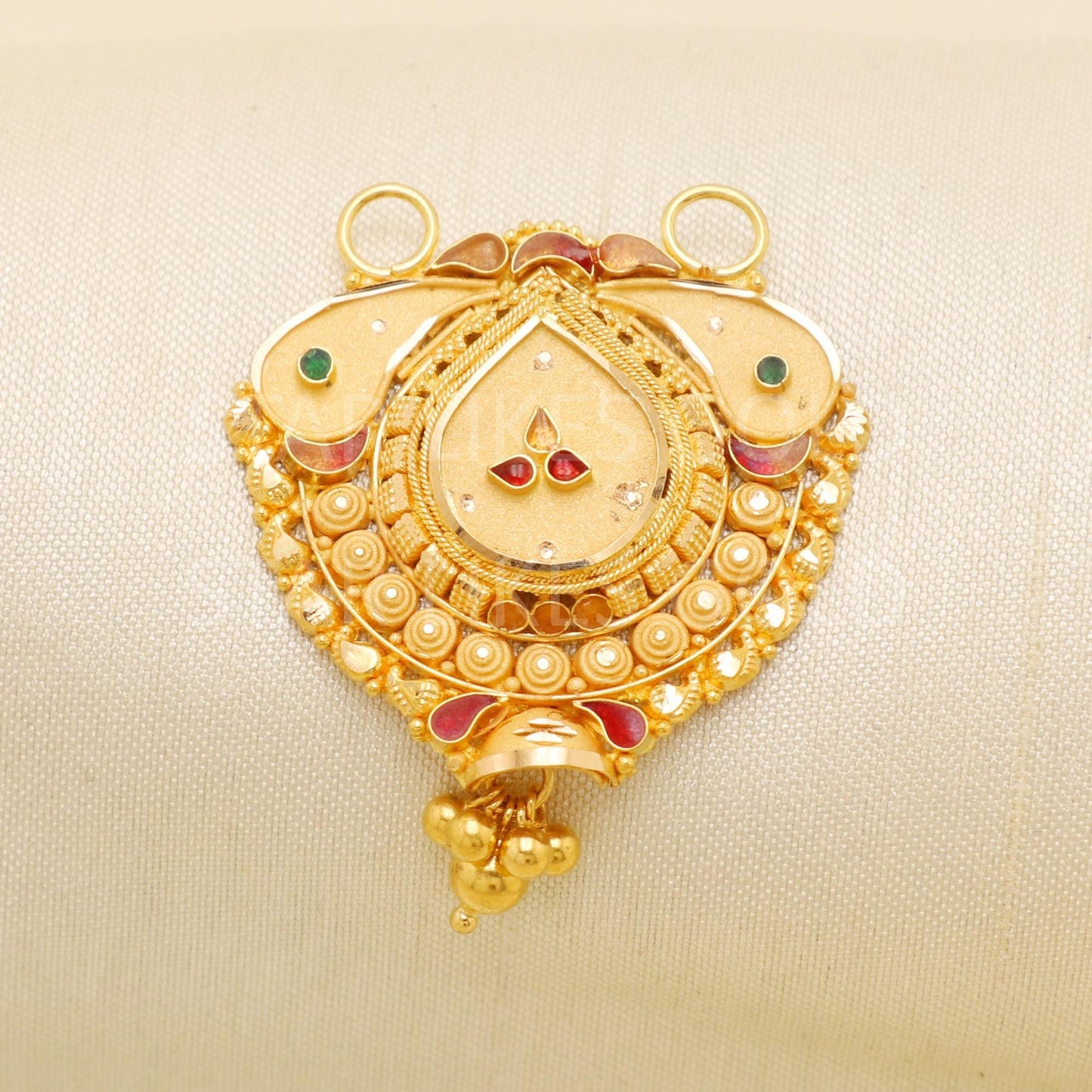 Pure 22k Solid Yellow Gold Indian Pendant Jewelry, B1739