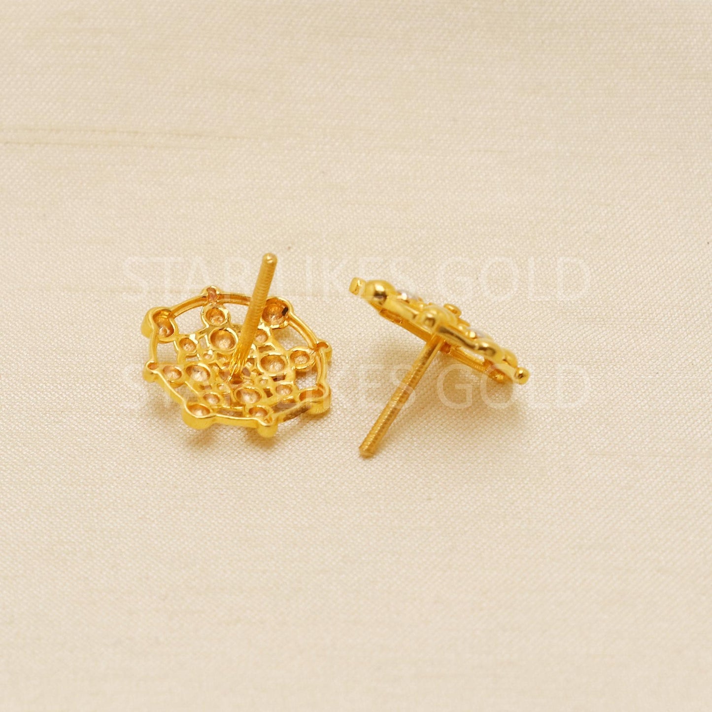 Solid 22k Gold Earrings, Yellow and White Gold Studs, Everyday Earrings, Simple Gold Studs, Minimalist Jewelry Gift, Dainty Earrings
