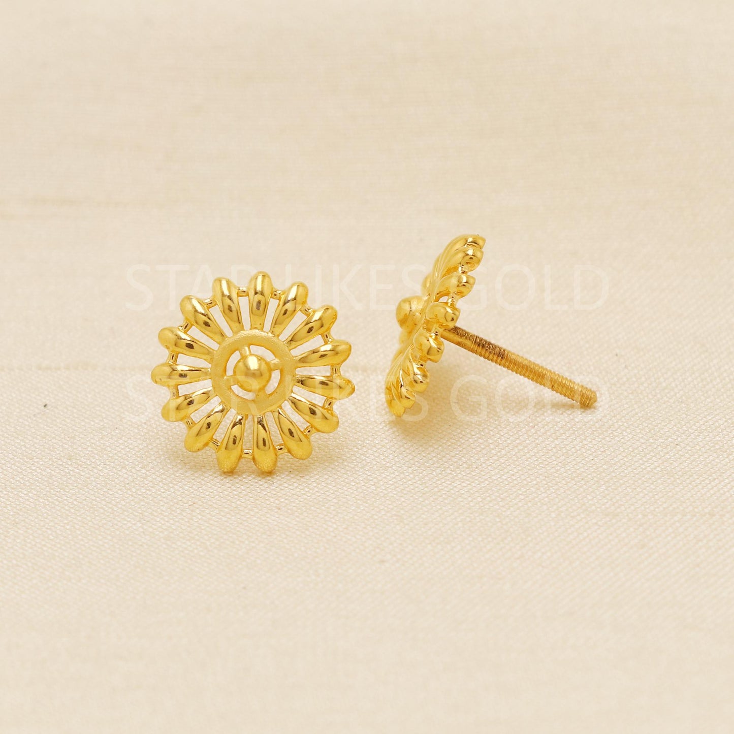 Beautiful 22k Gold Studs, Women Fine Gold Earrings, Solid Gold Jewelry, Dainty Studs, Anniversary Gift, Gift for Her