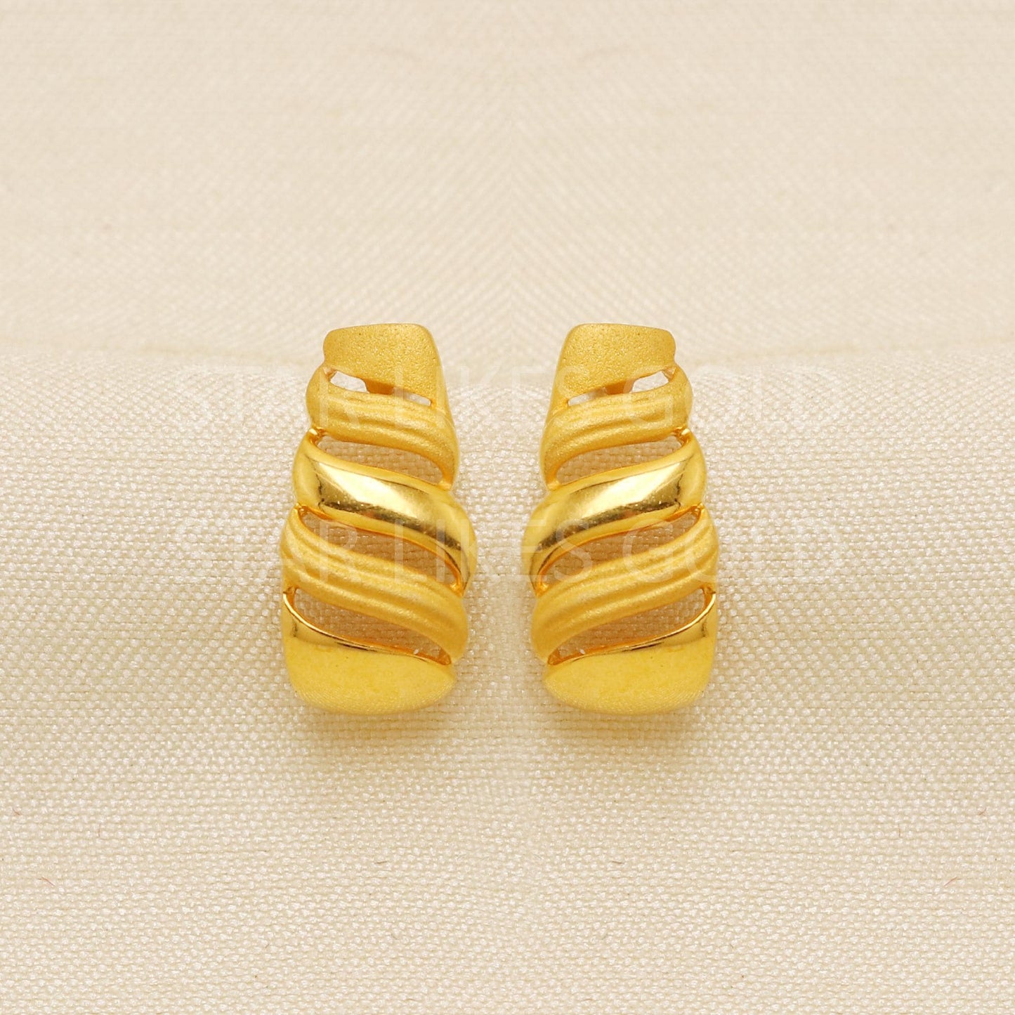 Beautiful 22k Gold Studs, Women Fine Gold Earrings, Solid Gold Jewelry, Spiral Studs, Anniversary Gift, Gift for Her