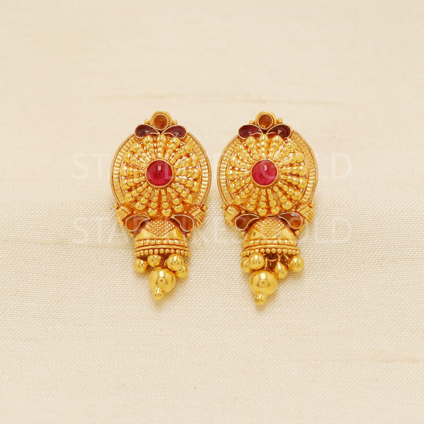 Indian Style 22k Gold Earrings Jewelry