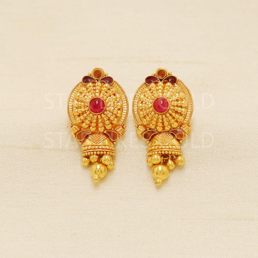 Indian Style 22k Gold Earrings Jewelry