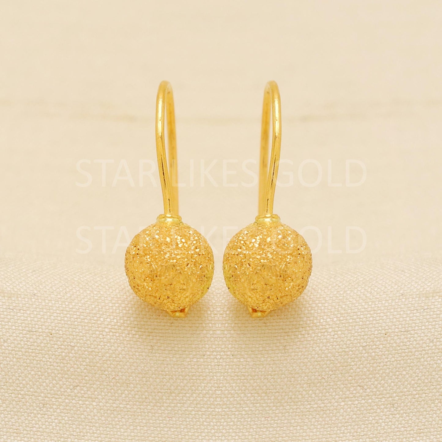 Solid 22k Gold Earrings, Ball Gold Earrings, Anniversary Gift,