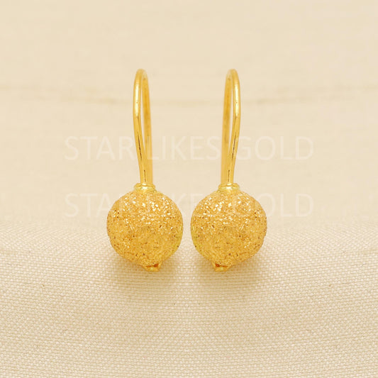 Solid 22k Gold Earrings, Ball Gold Earrings, Anniversary Gift,