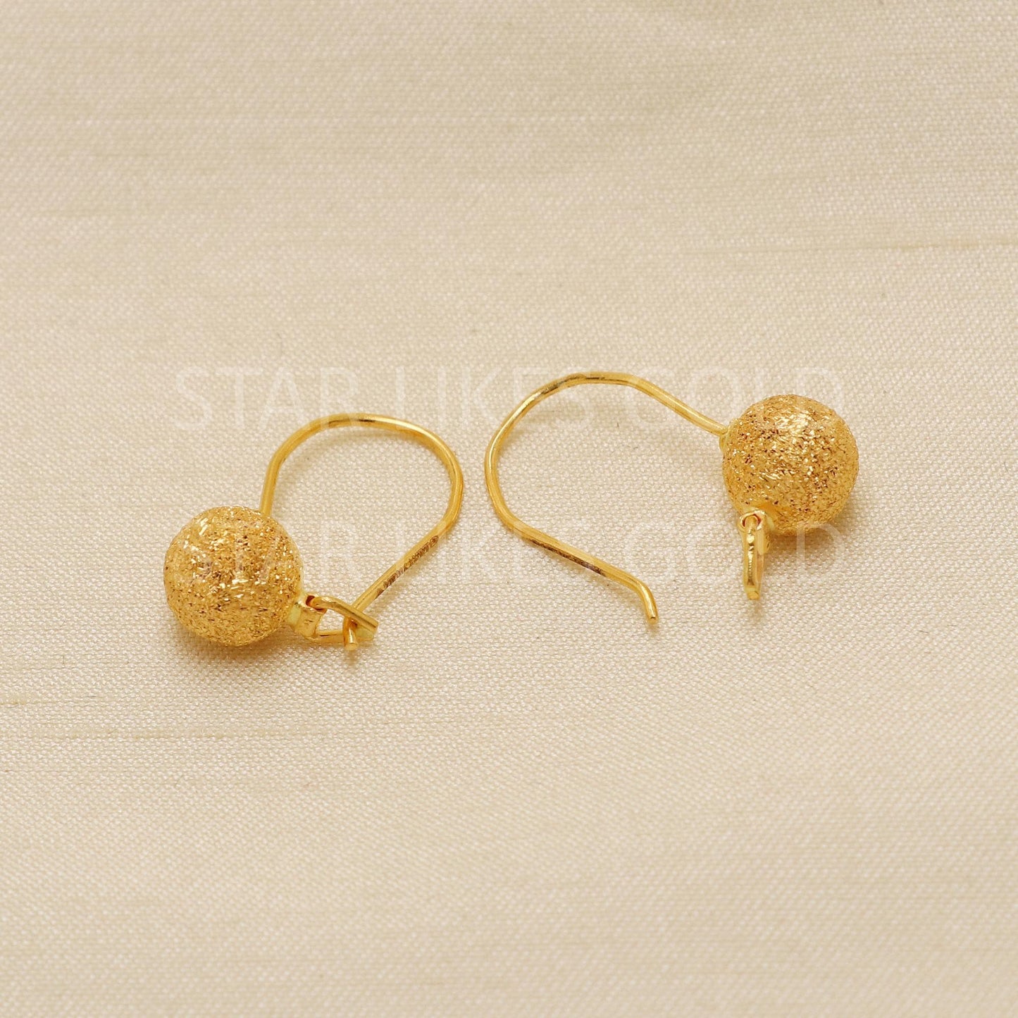 Solid 22k Gold Earrings, Ball Gold Earrings, Anniversary Gift,