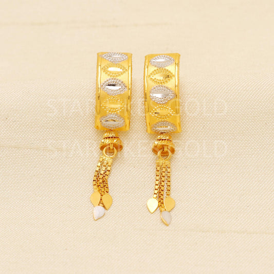 Stunning Two Tone 22k 22 karat Gold Earrings Jewelry, PR1839