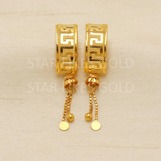 Stunning Greek Key 22k 22 karat Gold Earrings Jewelry, PR1841