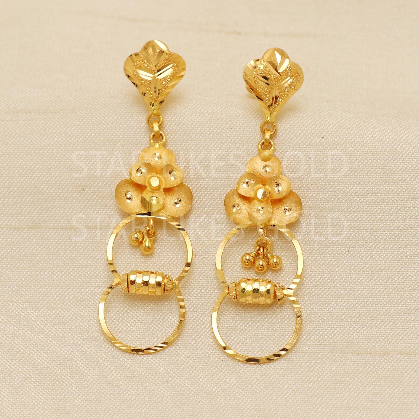 Stunning 22k 22 karat Gold Earrings hallmark Jewelry, PR1849