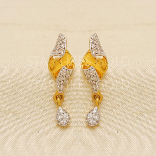 Stunning 18K Gold Stud Earrings | Daily Wear Fine Indian Jewelry Hallmark