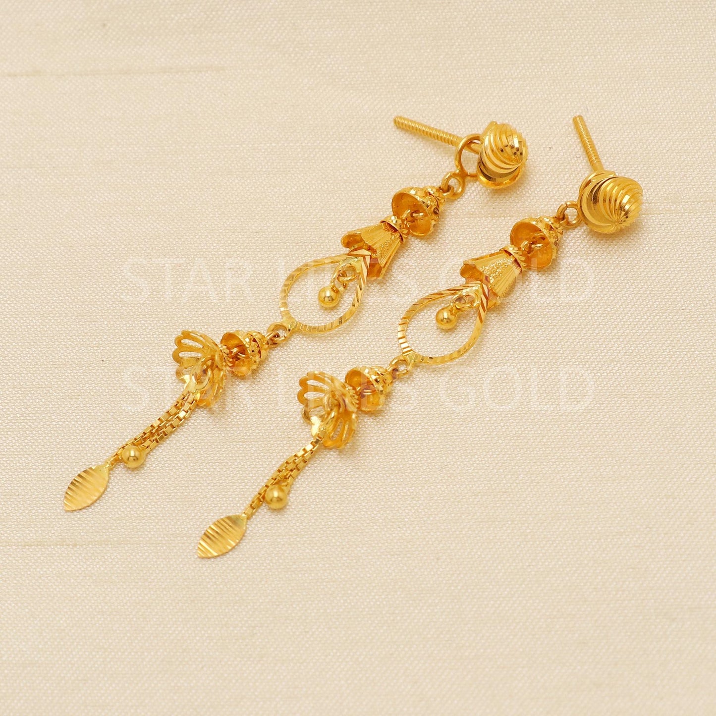 Designer 22k 22 karat Gold Dangle Earrings Jhumki Indian Jewelry
