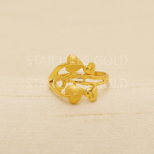 Hallmark 22k Gold Twin Heart Motif Ring with Matte & Glossy Finish, B1827