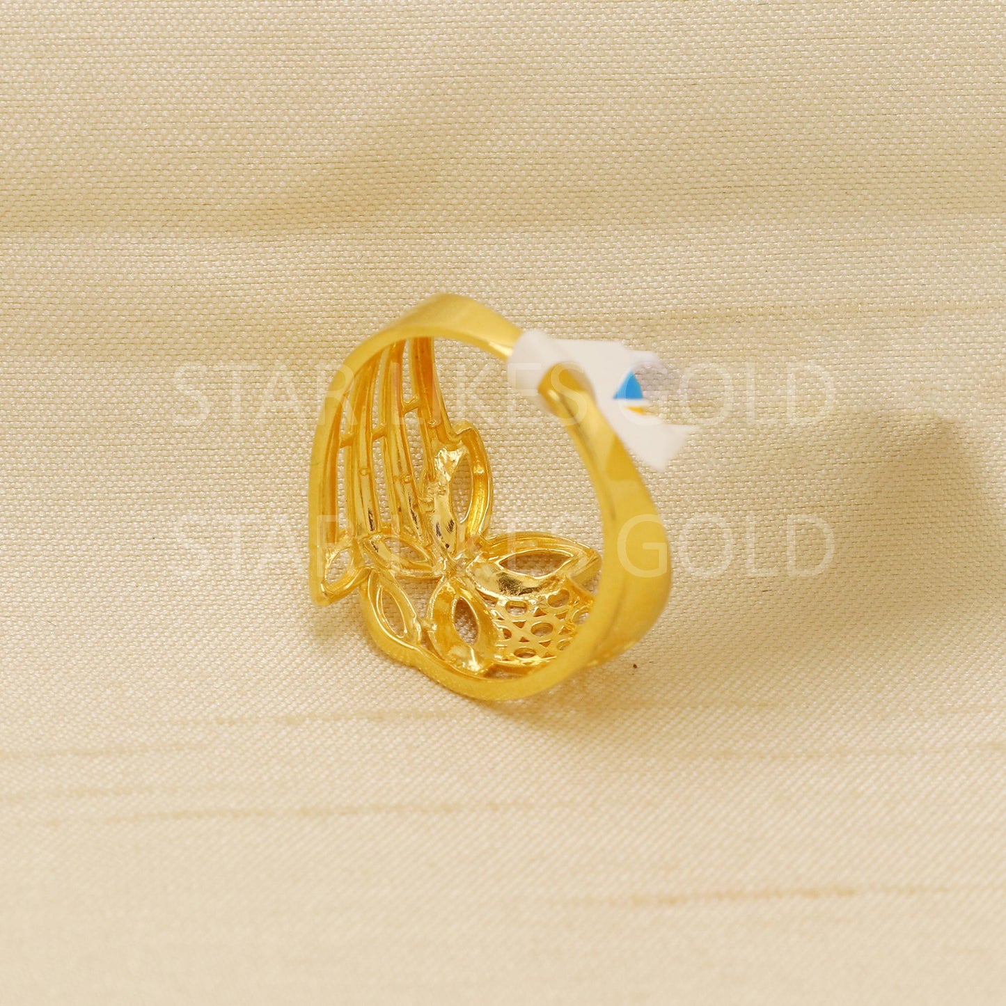 Hallmark 22k Gold Modern Butterfly Motif Ring with Honeycomb Jaali Work, B1828