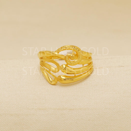 Hallmark 22k Gold Modern Spiral Ring with Artistic Flowing Wave Design, B1829