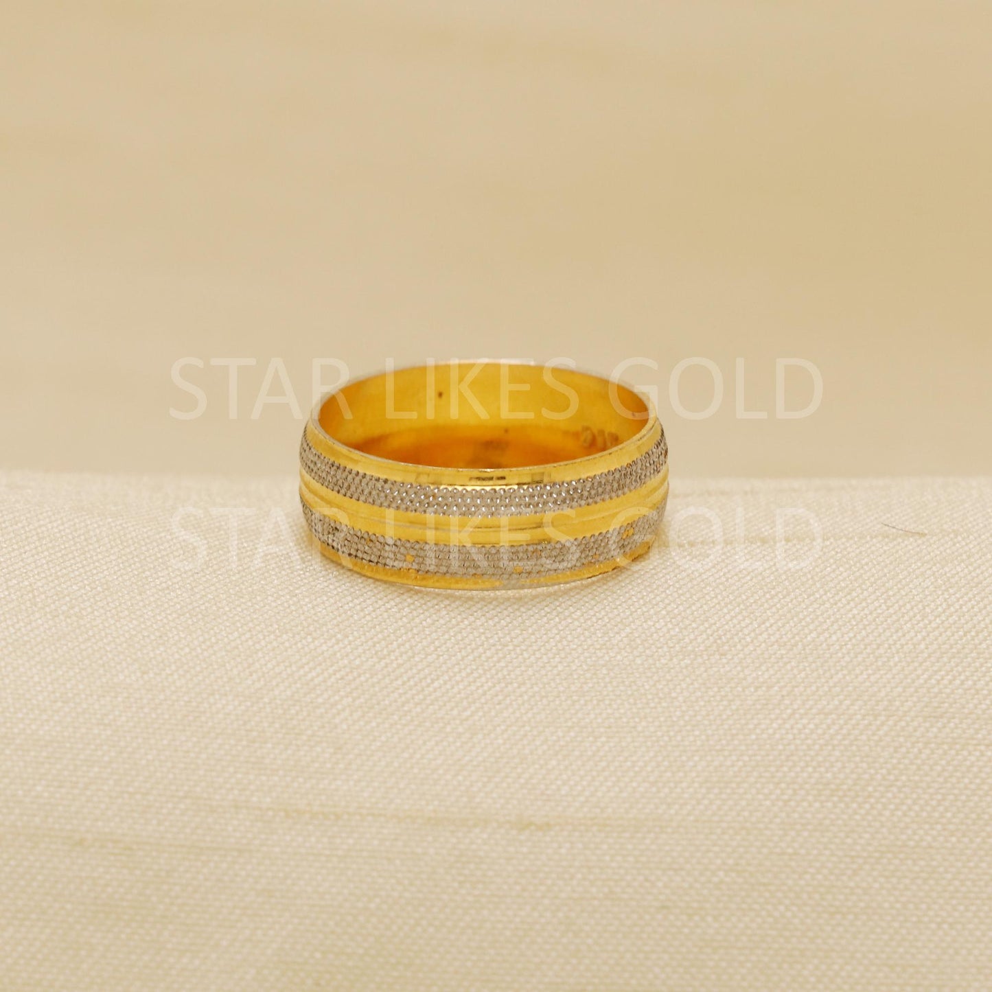 two tone 22 karat 22k Gold Indian Band Ring Handmade Jewelry, B1840