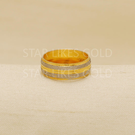 two tone 22 karat 22k Gold Indian Band Ring Handmade Jewelry, B1840