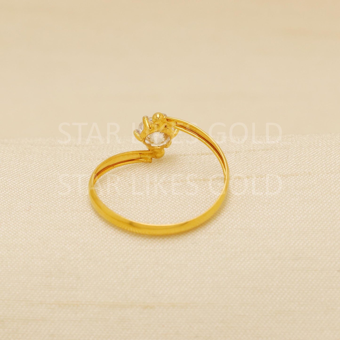 Stunning American Diamond 18 karat 18k Gold Indian Ring Jewelry for gift, Single Stone Ring, Statement Gold Women Ring