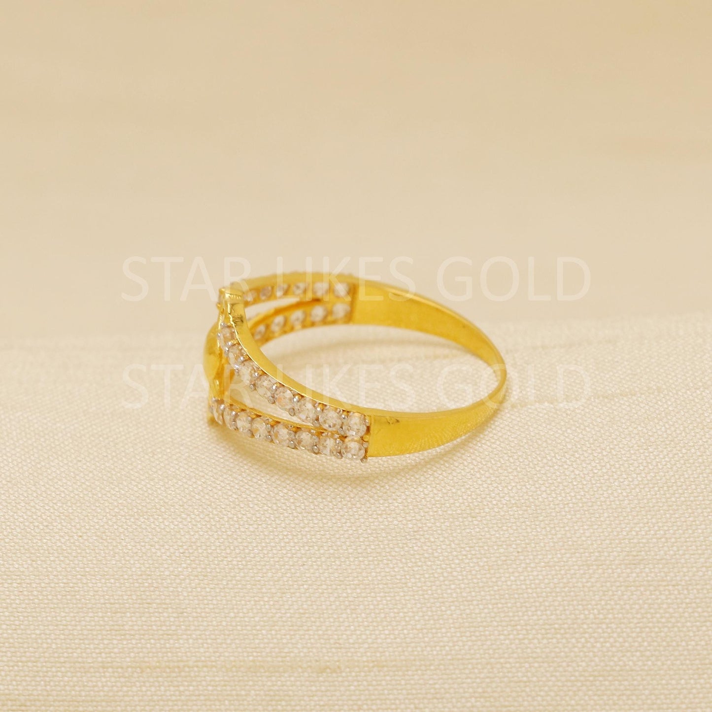 Heart American Diamond 18 karat 18k Gold Indian Ring Jewelry for gift, Statement Gold Women Ring