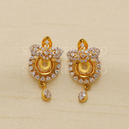 Zircons 22k 22 karat gold earrings jewelry, Party Wear Gold Earrings