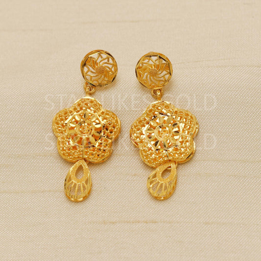Zircons 22k 22 karat gold earrings jewelry, Party Wear Earrings, Saudi Style Wedding Earrings