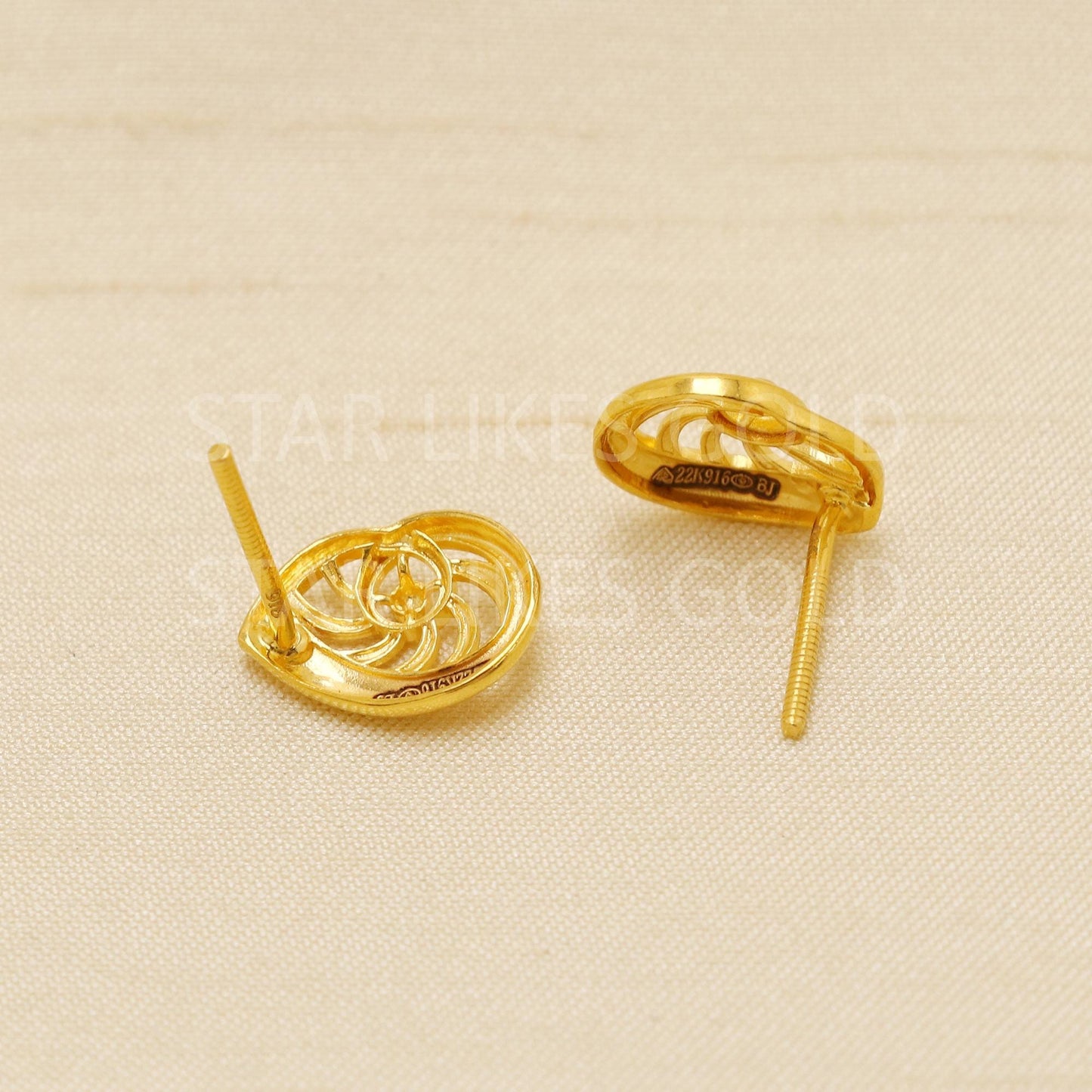 peacock 22 karat 22k gold stud fine earrings jewelry