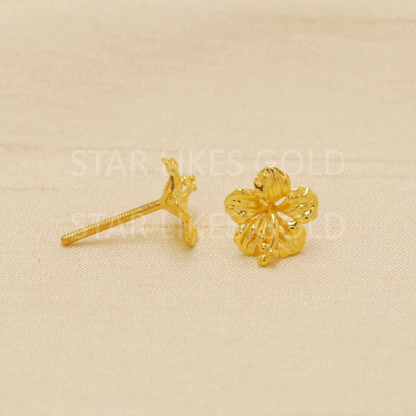 Flower 22k Gold EARRINGS Jewelry